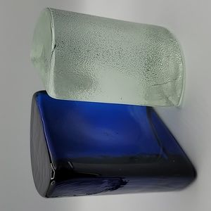 MCM Blenko Bookends Cobalt & Clear